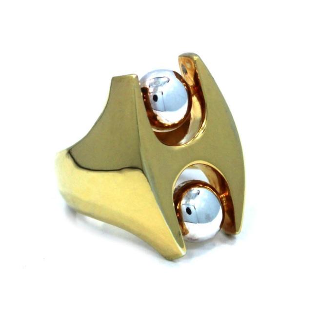 left side of the H Ring in silver and gold from the han cholo alien collection