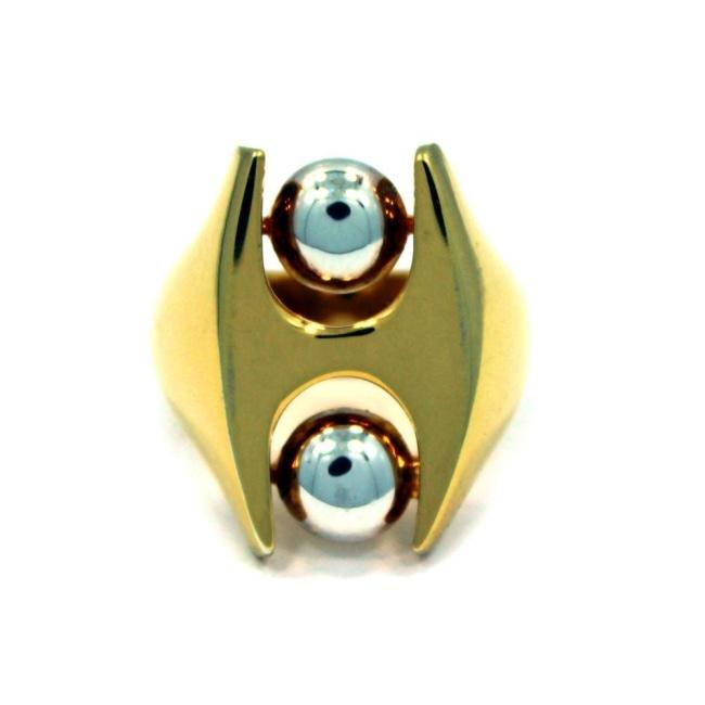 front of the H Ring in silver and gold from the han cholo alien collection