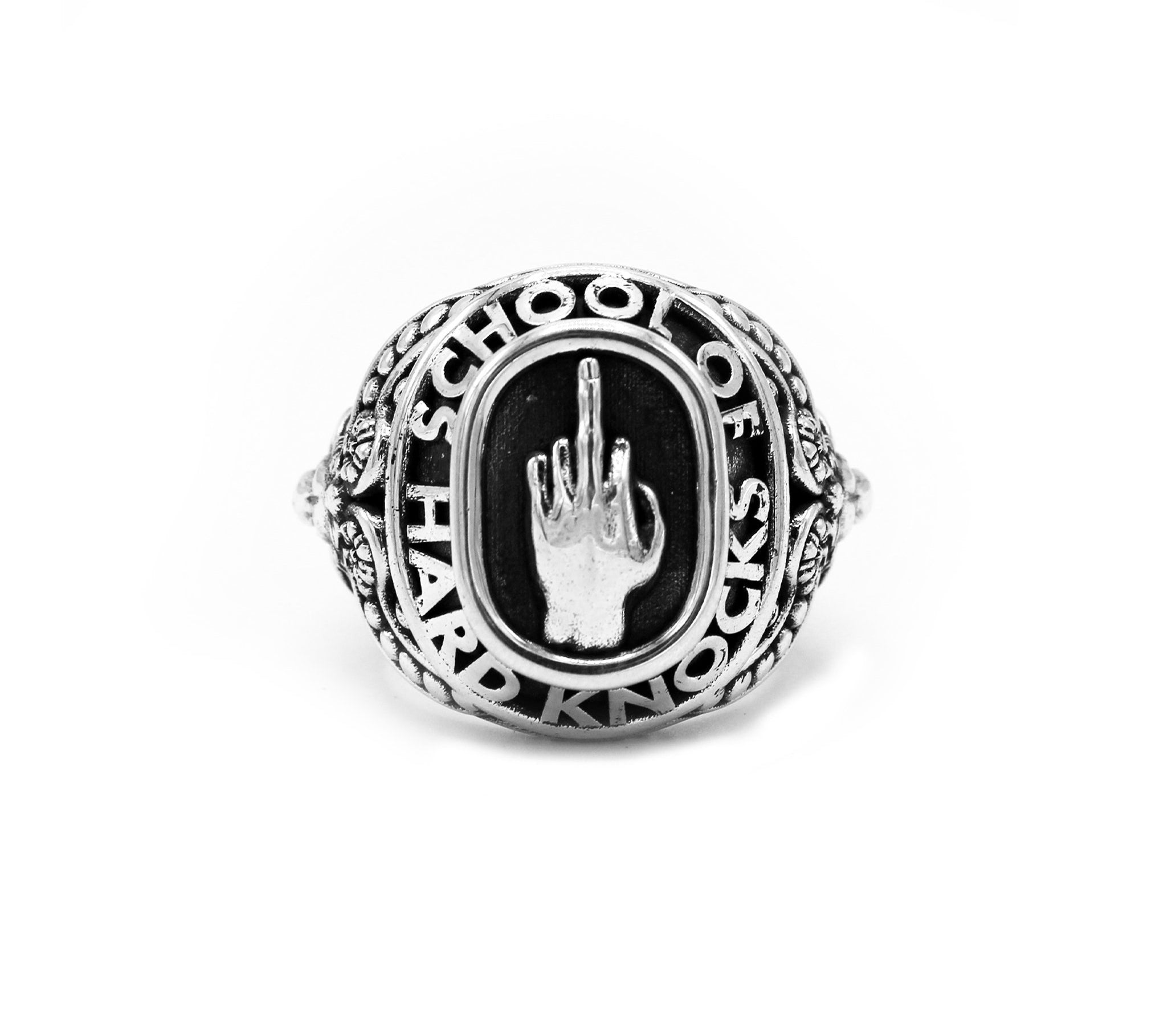 School of hard knocks class ring, middle finger class ring