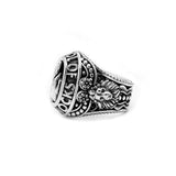 Mens Lion ring, .925 Sterling silver class ring with lion detailing and middle finger