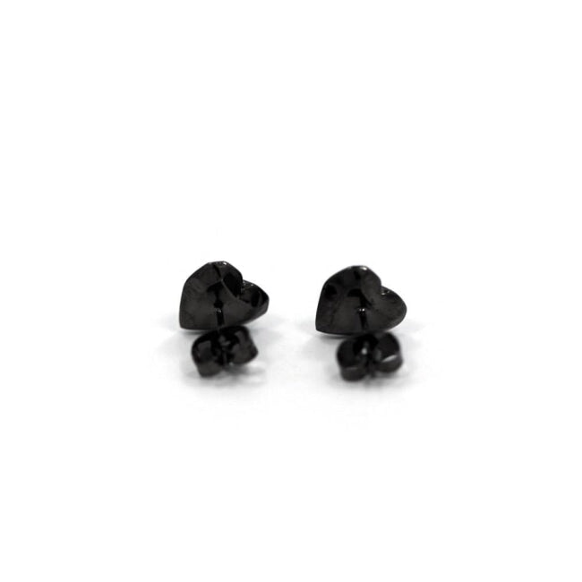 back of the Heart Stud Earrings in gunmetal from the han cholo shadow series collection