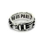 right side view of the Her till death do us part ring from the universal monsters collection