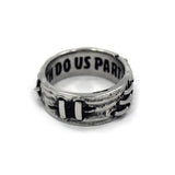 left side view of the Her till death do us part ring from the universal monsters collection