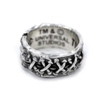 left side view of the His till death do us part ring from the universal monsters collection