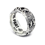 angled view side view of the His till death do us part ring from the universal monsters collection