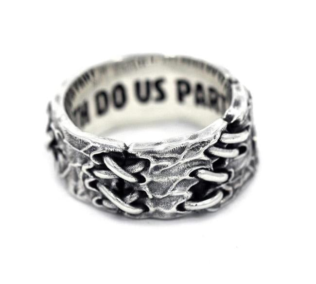 right side view of the His till death do us part ring from the universal monsters collection