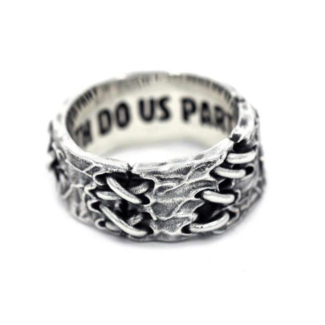 right side view of the His till death do us part ring from the universal monsters collection