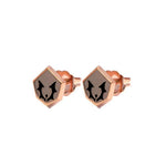 Horde Symbol Stud Earrings from she-ra and the princesses of power in rose gold angled to the left