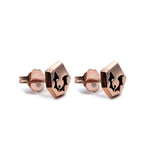 Horde Symbol Stud Earrings from she-ra and the princesses of power in rose gold angled to the right