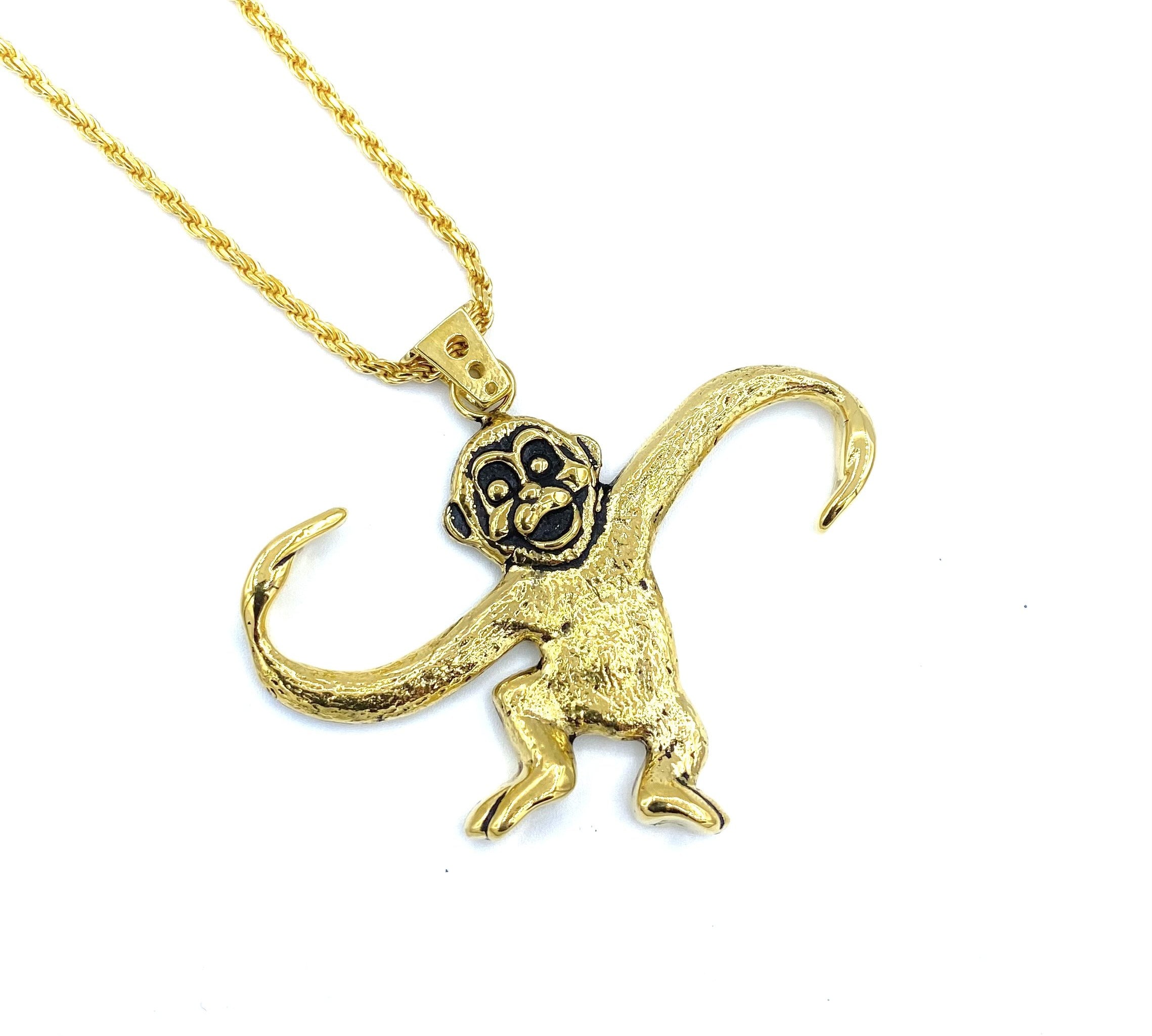 Single Monkey Pendant pm necklaces Precious Metals Vermeil - 24k Gold Plated 