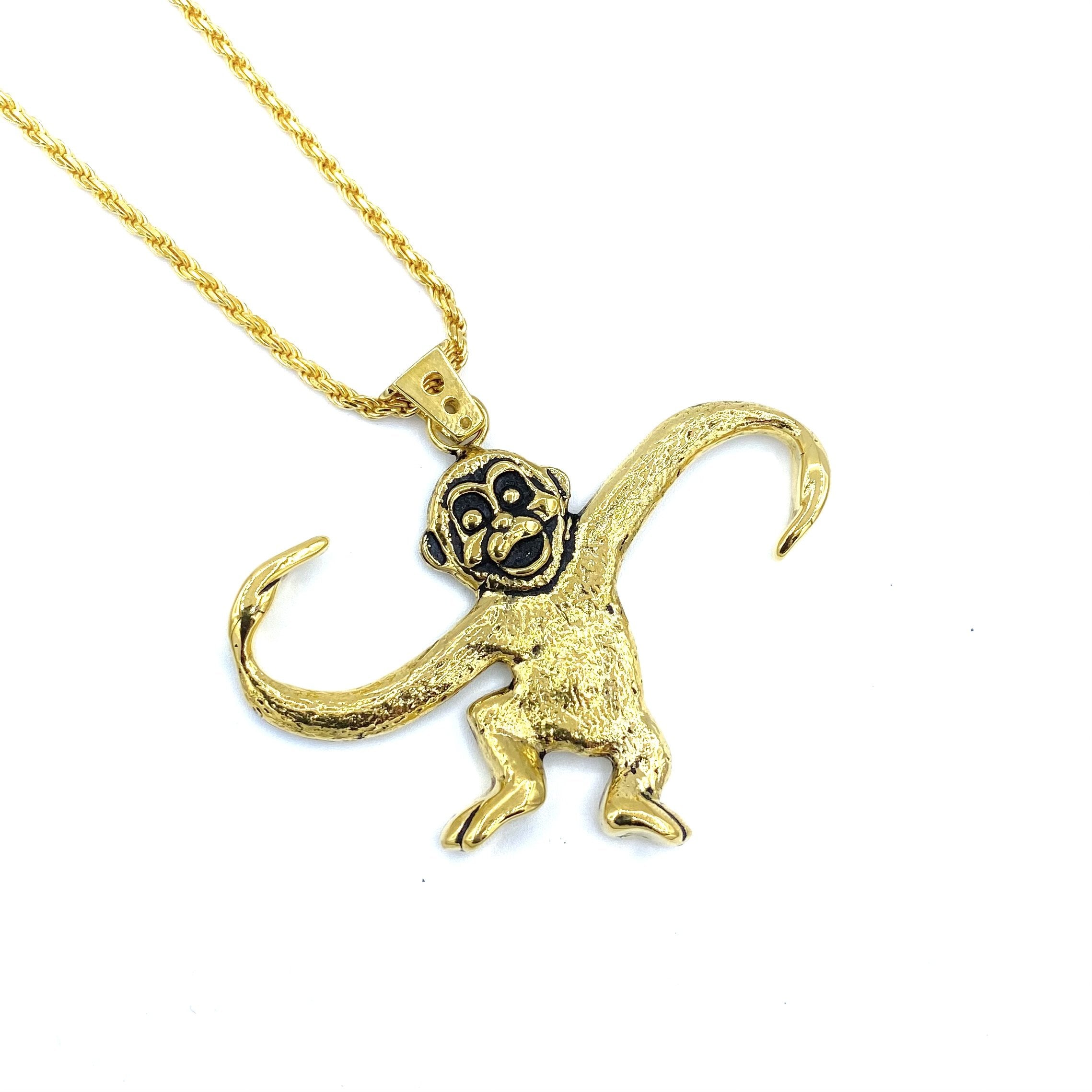 Single Monkey Pendant pm necklaces Precious Metals Vermeil - 24k Gold Plated 