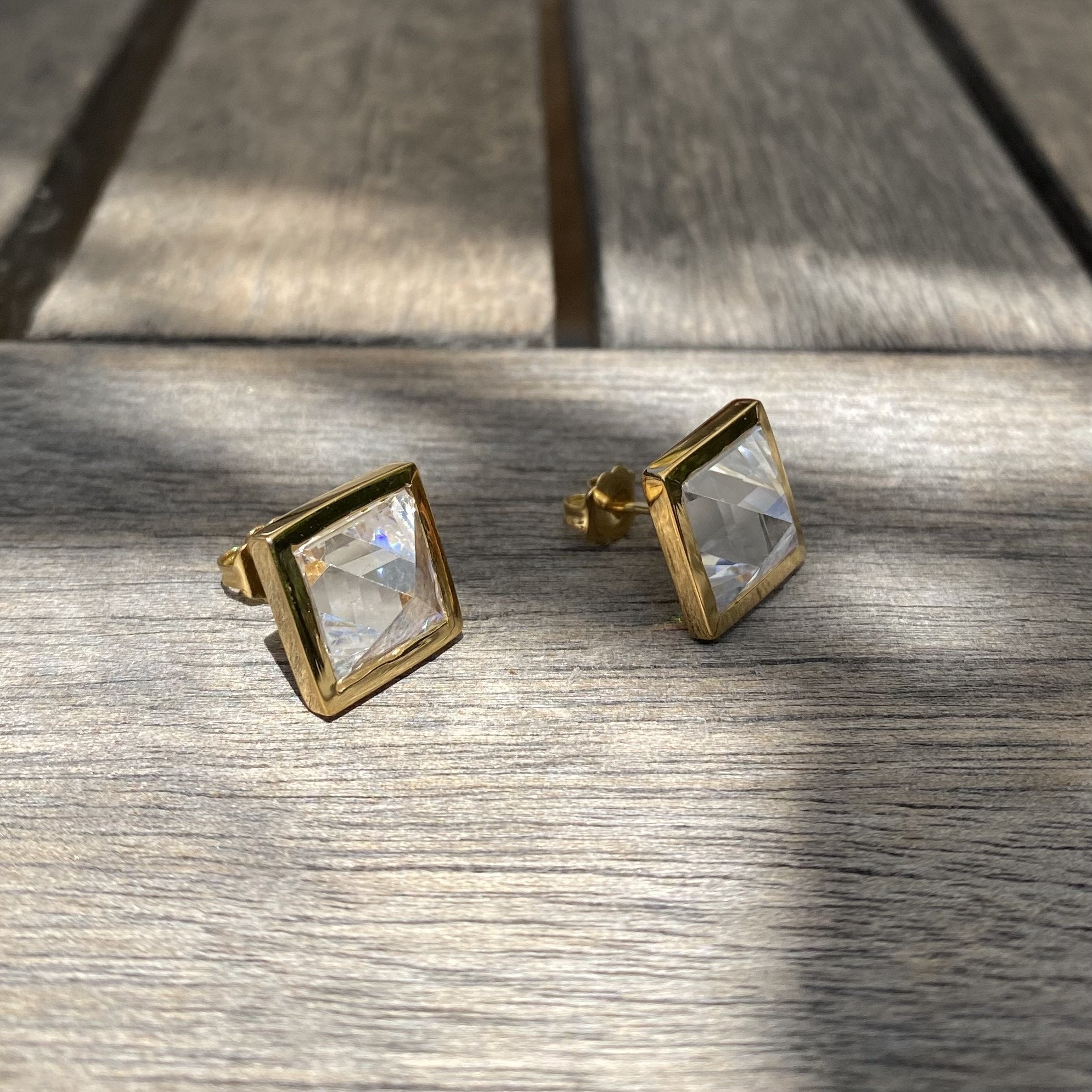 Crystal Spike Stud Earrings pm earrings Precious Metals 