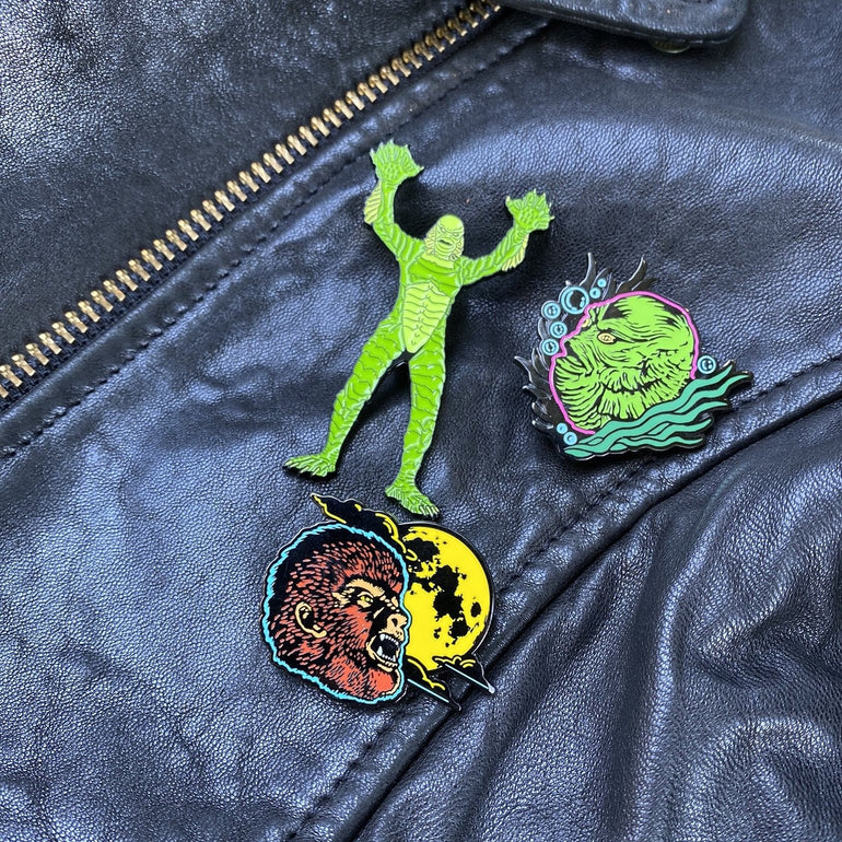 limited edition universal monsters creature from the black lagoon and wolfman enamel pins 