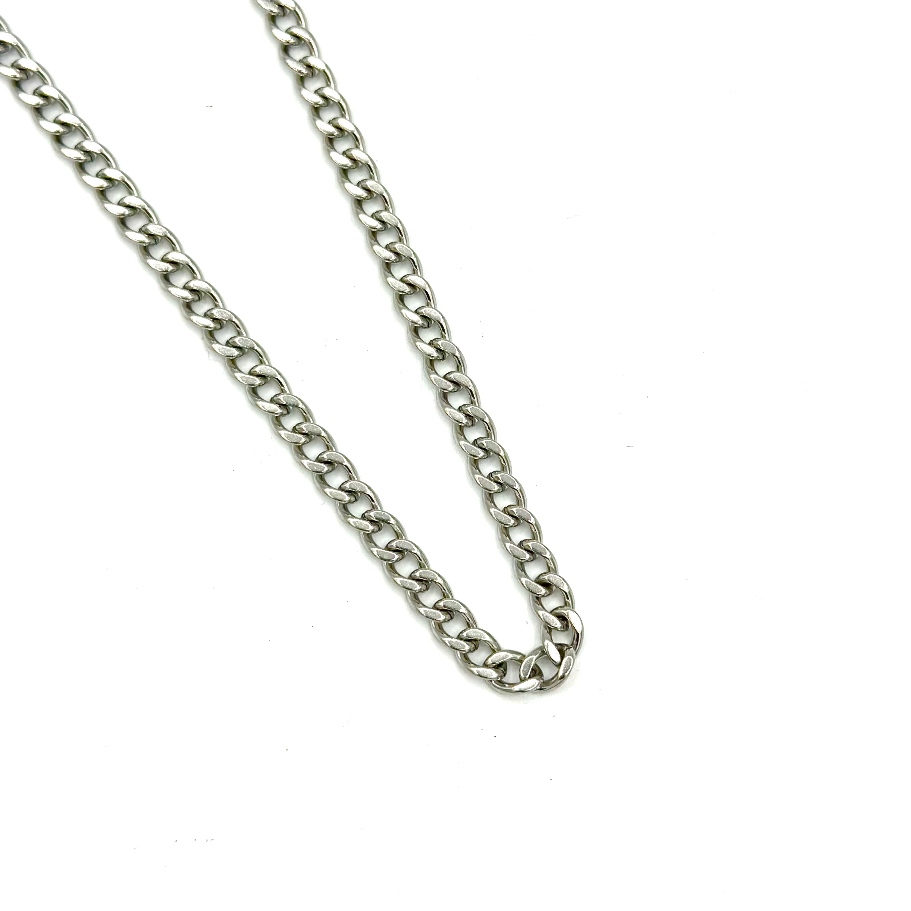 3mm Curb Cuban Link Chain ss necklaces Shadow Series Silver 24" 