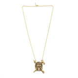 overshot of the Indian Chief Necklace in gold from the han cholo skulls collection