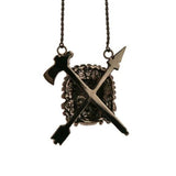 back of the Indian Chief Necklace in gnumetal from the han cholo skulls collection