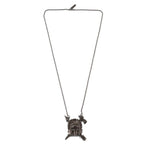 overshot of the Indian Chief Necklace in gnumetal from the han cholo skulls collection