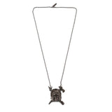overshot of the Indian Chief Necklace in gnumetal from the han cholo skulls collection