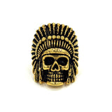 front of the Indian Chief Ring in gold from the han cholo skull collection
