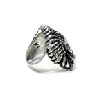 side of the Indian Chief Ring in silver from the han cholo skull collection