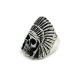 angle of the Indian Chief Ring in silver from the han cholo skull collection
