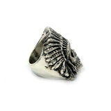 side of the Indian Chief Ring in silver from the han cholo skull collection
