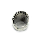 back of the Indian Chief Ring in silver from the han cholo skull collection