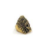 side of the Indian Chief Ring in gold from the han cholo skull collection