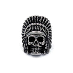 front of the Indian Chief Ring in silver from the han cholo skull collection