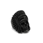 right side of the Indian Chief Ring in gunmetal from the han cholo skull collection
