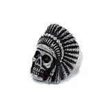 left side of the Indian Chief Ring in silver from the han cholo skull collection