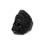 left side of the Indian Chief Ring in gunmetal from the han cholo skull collection