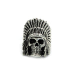 front of the Indian Chief Ring in silver from the han cholo skull collection