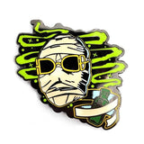 up close view of the Invisible Man Enamel Pin from the Universal Monsters jewelry collection