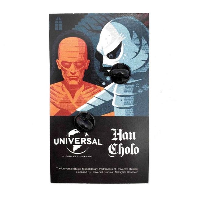 back view of the Invisible Man Enamel Pin on a Universal Monsters pin card
