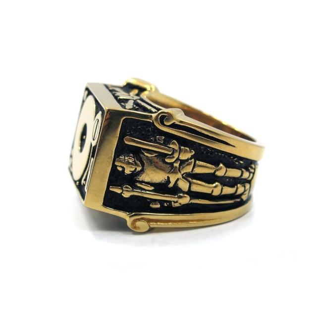 side of the Knights Of The Turntable Ring in gold from the han cholo music collection