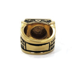 back of the Knights Of The Turntable Ring in gold from the han cholo music collection