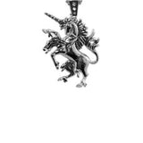 front of the Last Unicorn Pendant in silver from the han cholo fantasy collection