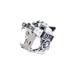 front angle of the Lazarus Ring in silver from the han cholo fantasy collection