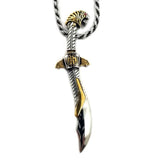 back view of the mighty morphin power rangers Legacy Saba Sword Pendant on a silver rope chain