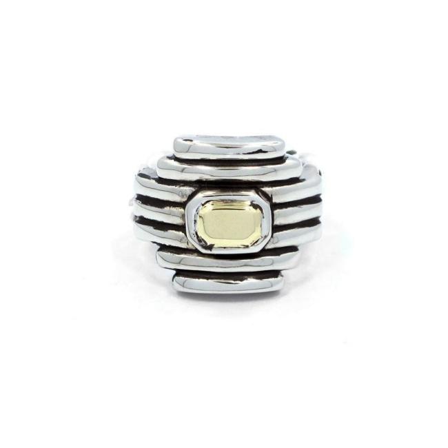 Levelz Ring Sterling Silver .925/gold Stone / 5 Pm Rings