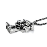 3/4 view of the megazord pendant from the mighty morphin power rangers on a white background