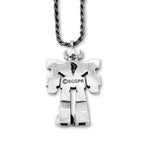back view of the megazord pendant from the mighty morphin power rangers on a white background