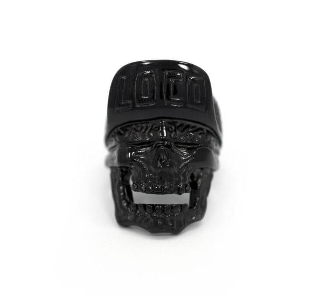 front of the Loco Skull Ring in gunmetal from the han cholo music collection