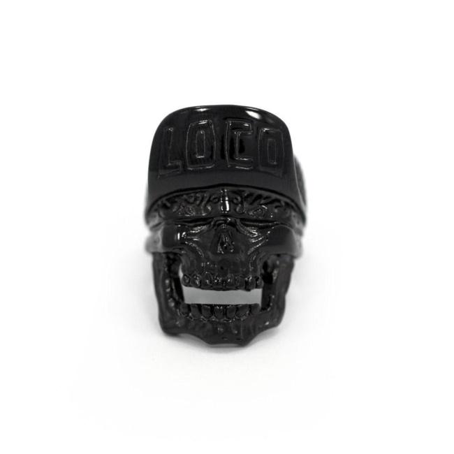 front of the Loco Skull Ring in gunmetal from the han cholo music collection