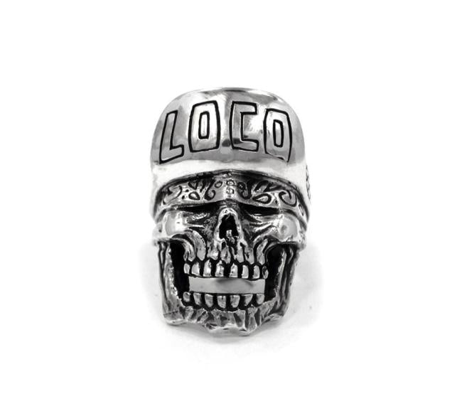 front of the Loco Skull Ring in silver from the han cholo music collection