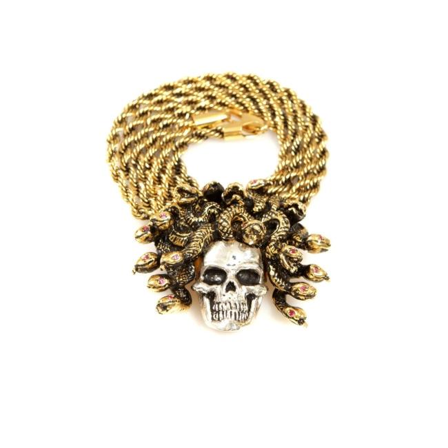 front of the Medusa Skull Pendant in 2 tone from the han cholo fantasy collection