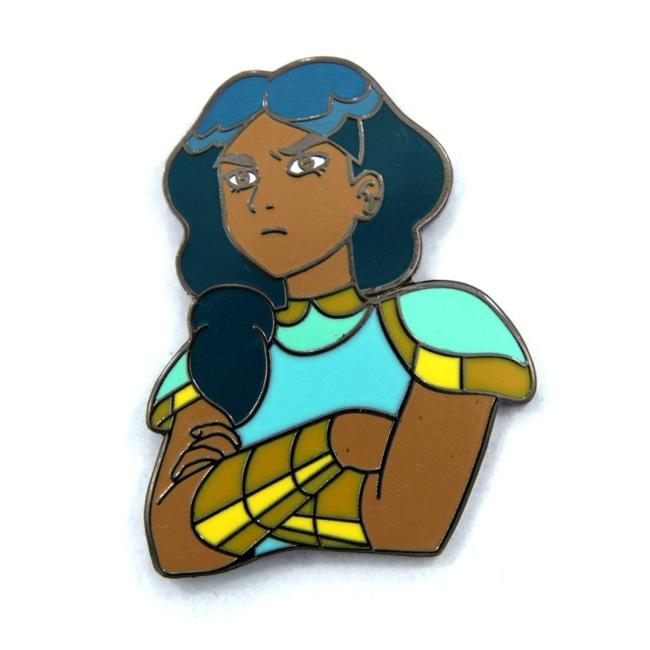 up close and angled view of the Mermista Enamel Pin showing closer detail