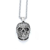 front of the Mesh Skull Pendant in silver from the han cholo skulls collection