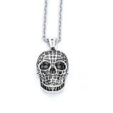 front of the Mesh Skull Pendant in silver from the han cholo skulls collection